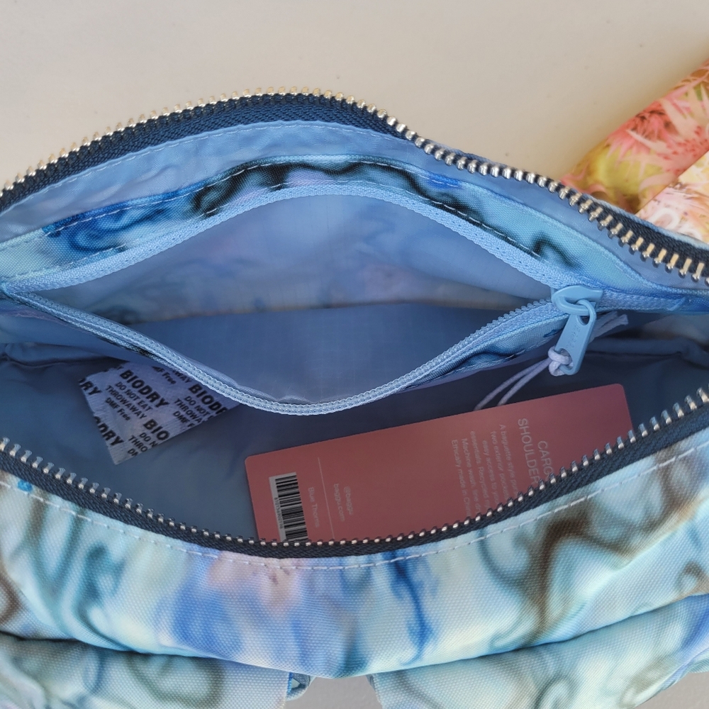 BAGGU × Collina Strada Blue Art Pattern Small Cargo Shoulder Bag and Shopper Bag - Picture 6 of 12